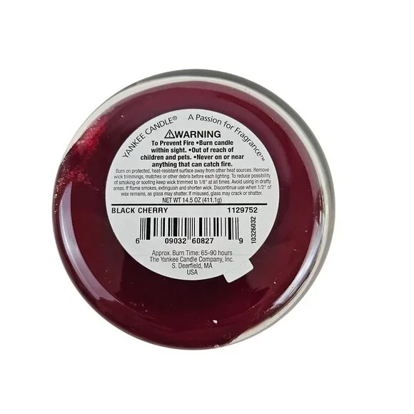 Yankee Candle Black Cherry 14.5 Oz Jar Pure Natural Plant Extracts No Lid - Picture 5 of 7